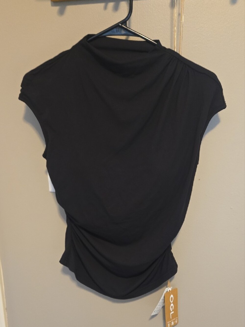 OGL SkinKiss Mockneck Ruched Crop Bra Top In Black